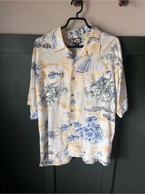 Tommy Bahama Pale Blue & Cream Tropical Shirt